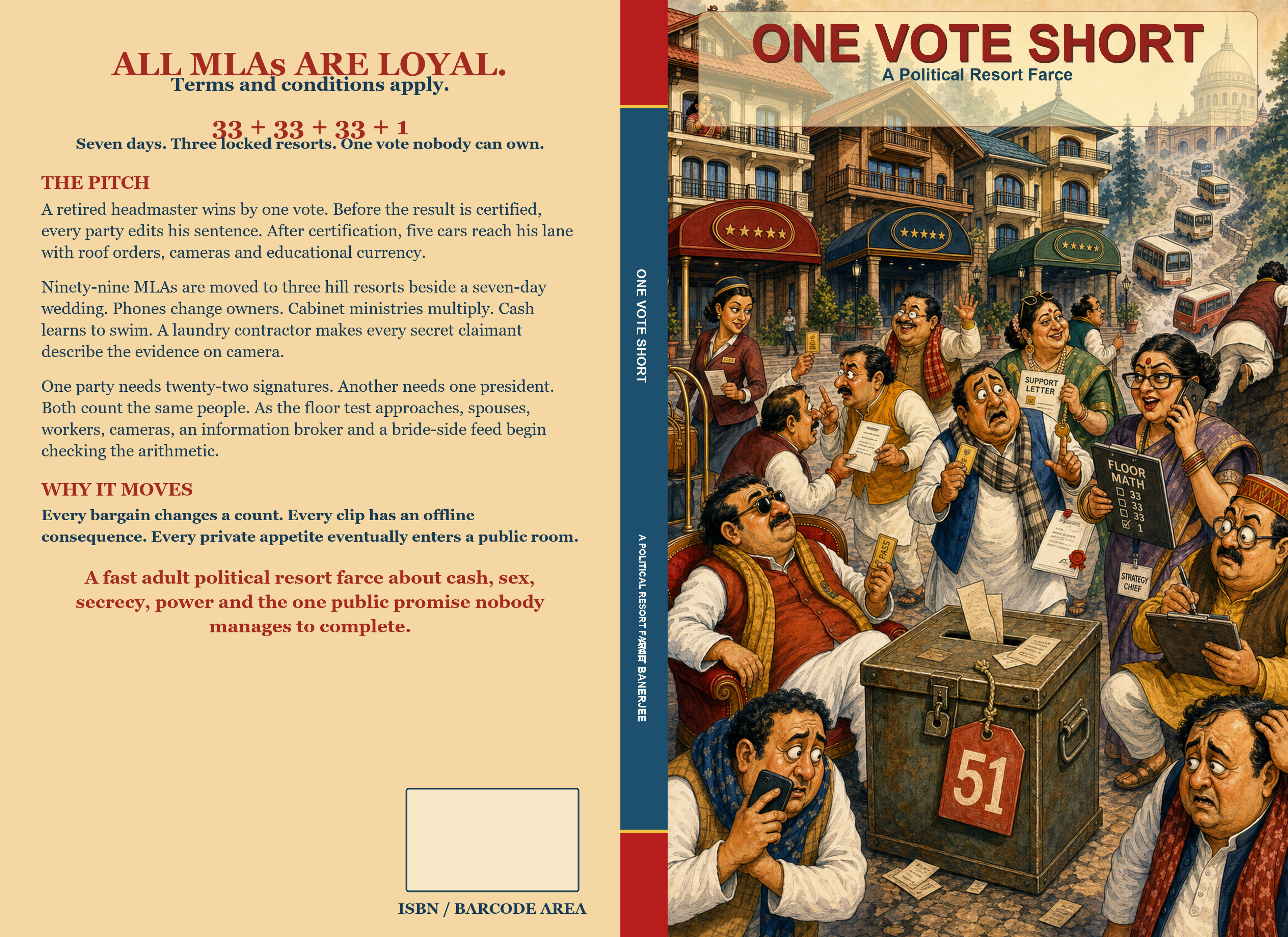 One Vote Short full wraparound showing back cover, spine and front cover